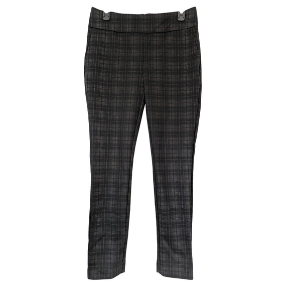 Dahlia‎ Pull-On Stretch Slim Ankle Pants Size M Black Plaid Pockets - Picture 1 of 5